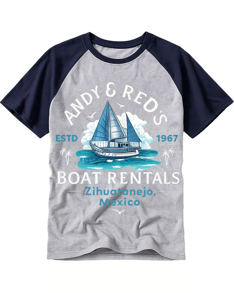 Vintage Coastal Sailboat Cotton Raglan
