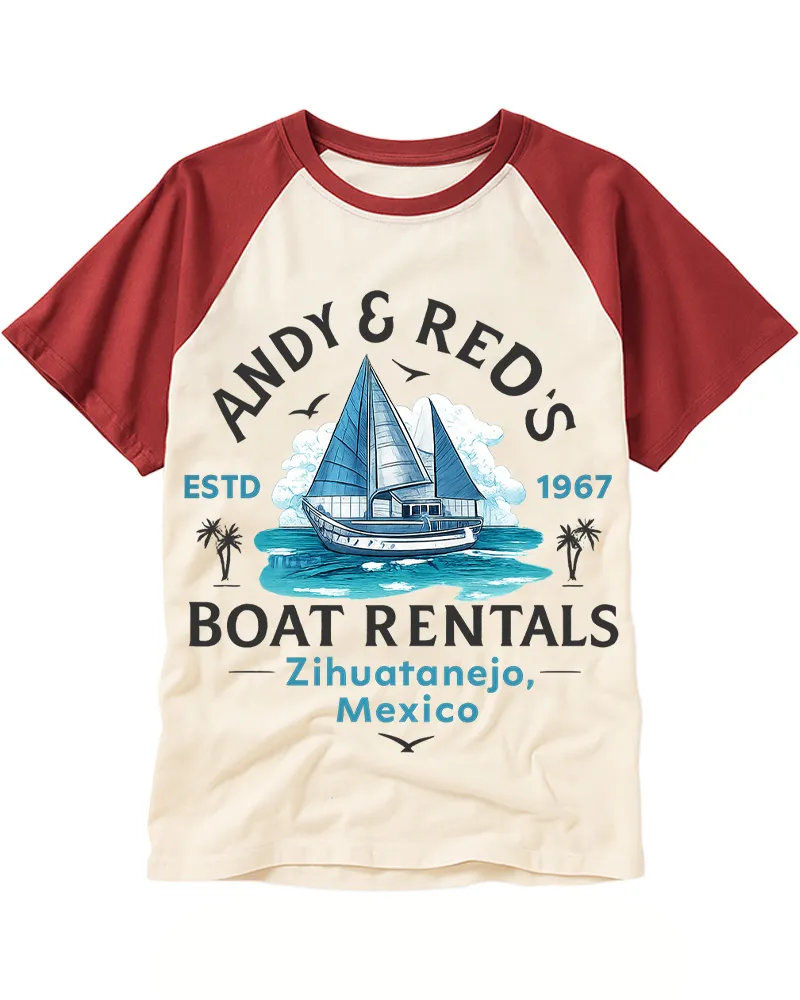 Vintage Coastal Sailboat Cotton Raglan
