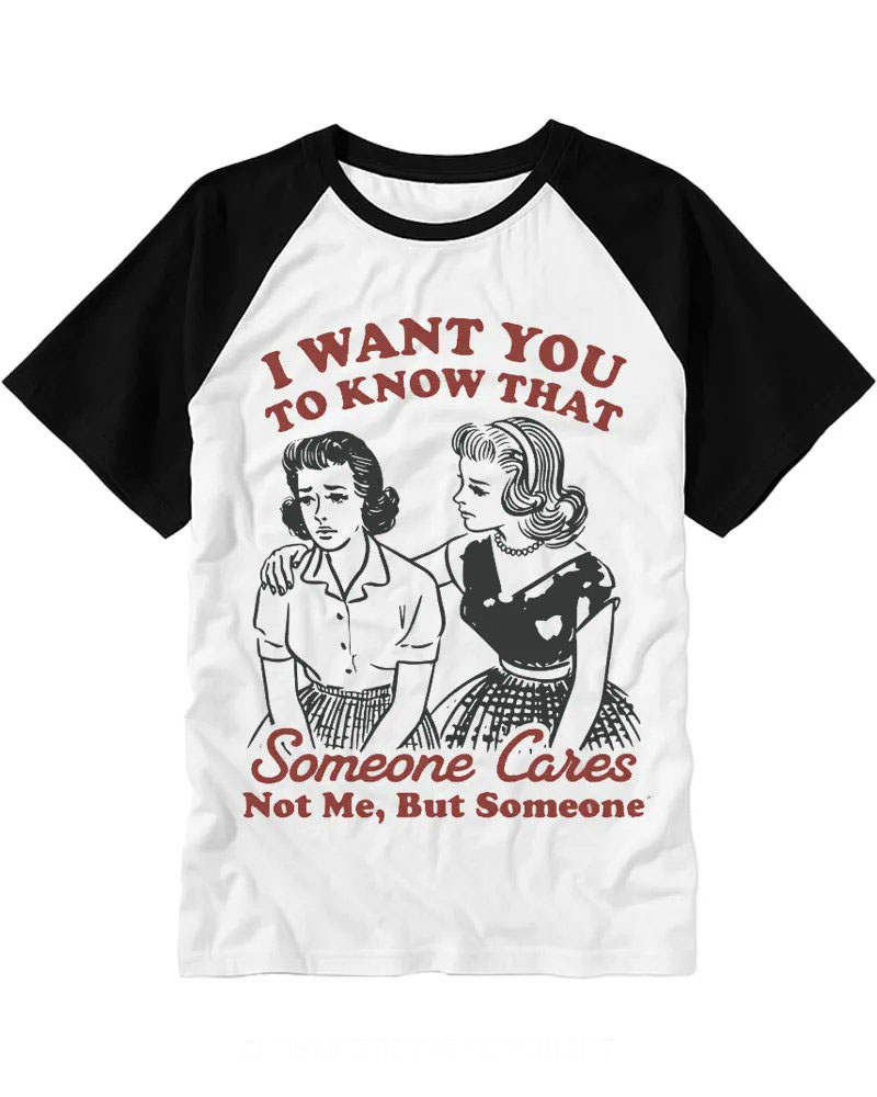 Vintage Retro Women Friendship Humor Printed Cotton Raglan Shirt