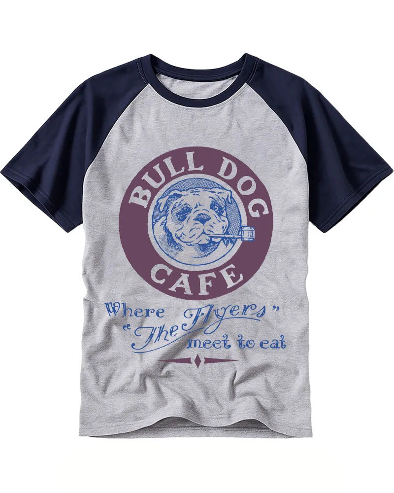 Retro Bulldog Cafe Raglan Tee