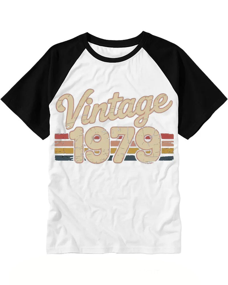 Retro Script Font 1979 Stripe Raglan Tee