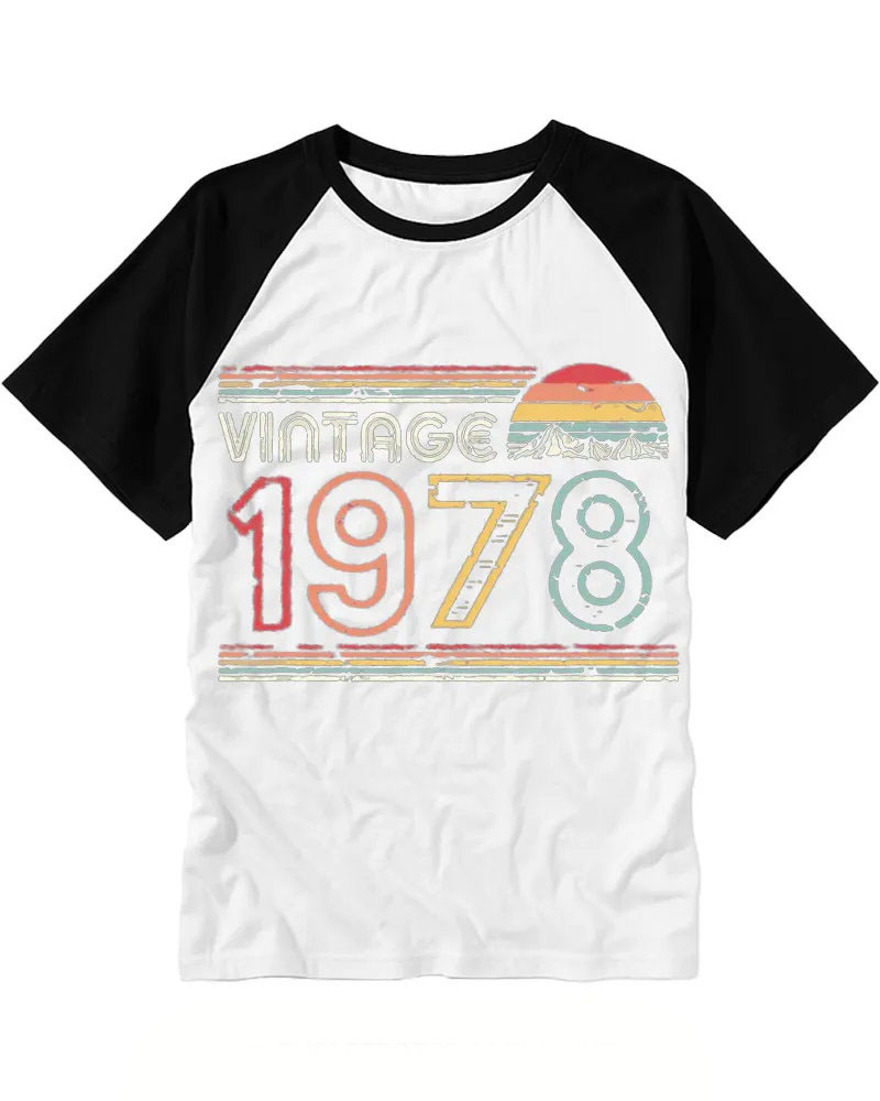 Retro 1978 Sunset Stripe Raglan Tee