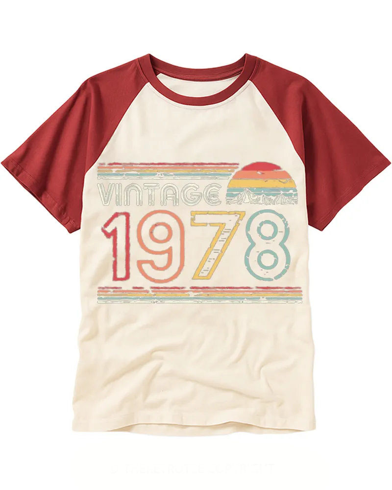 Retro 1978 Sunset Stripe Raglan Tee