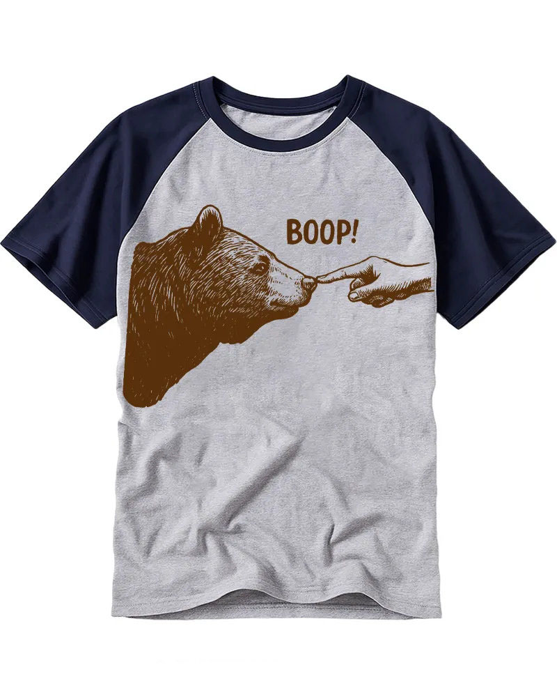 Vintage Bear Nose Tap Graphic Cotton Raglan T-Shirt