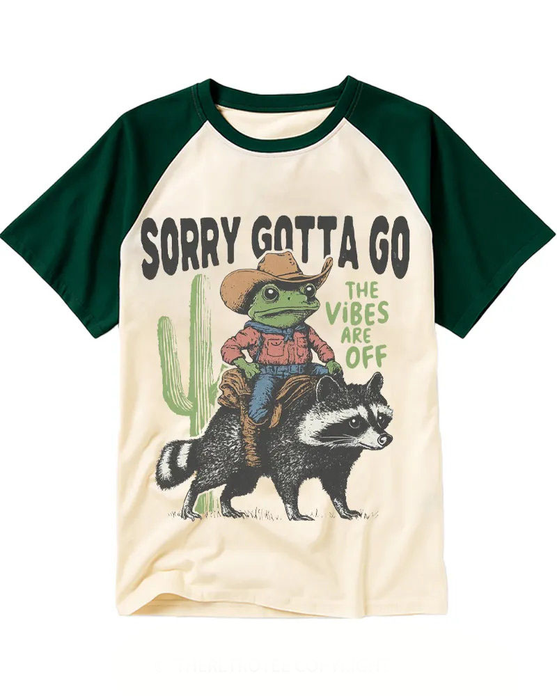Retro Cowboy Frog & Raccoon Raglan Tee