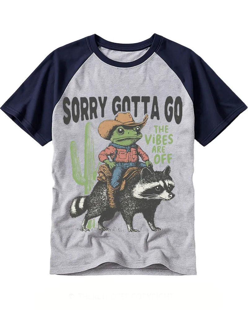 Retro Cowboy Frog & Raccoon Raglan Tee