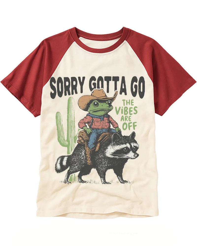 Retro Cowboy Frog & Raccoon Raglan Tee