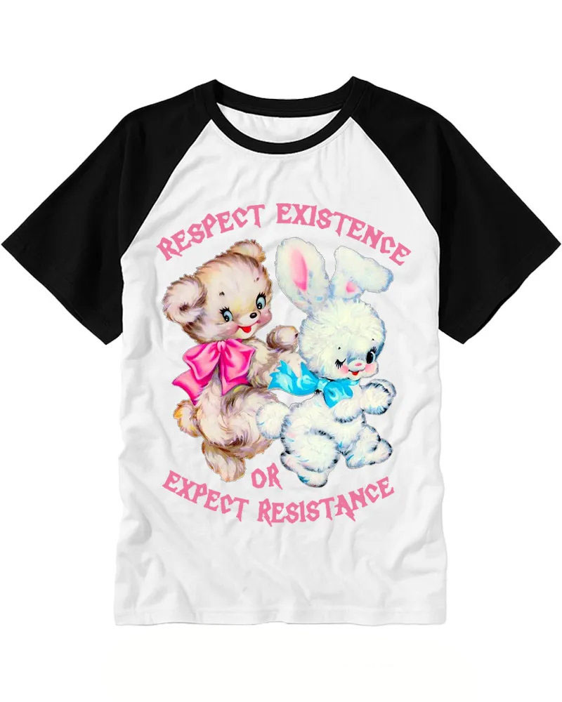 Vintage Fluffy Animal Graphic Raglan Tee
