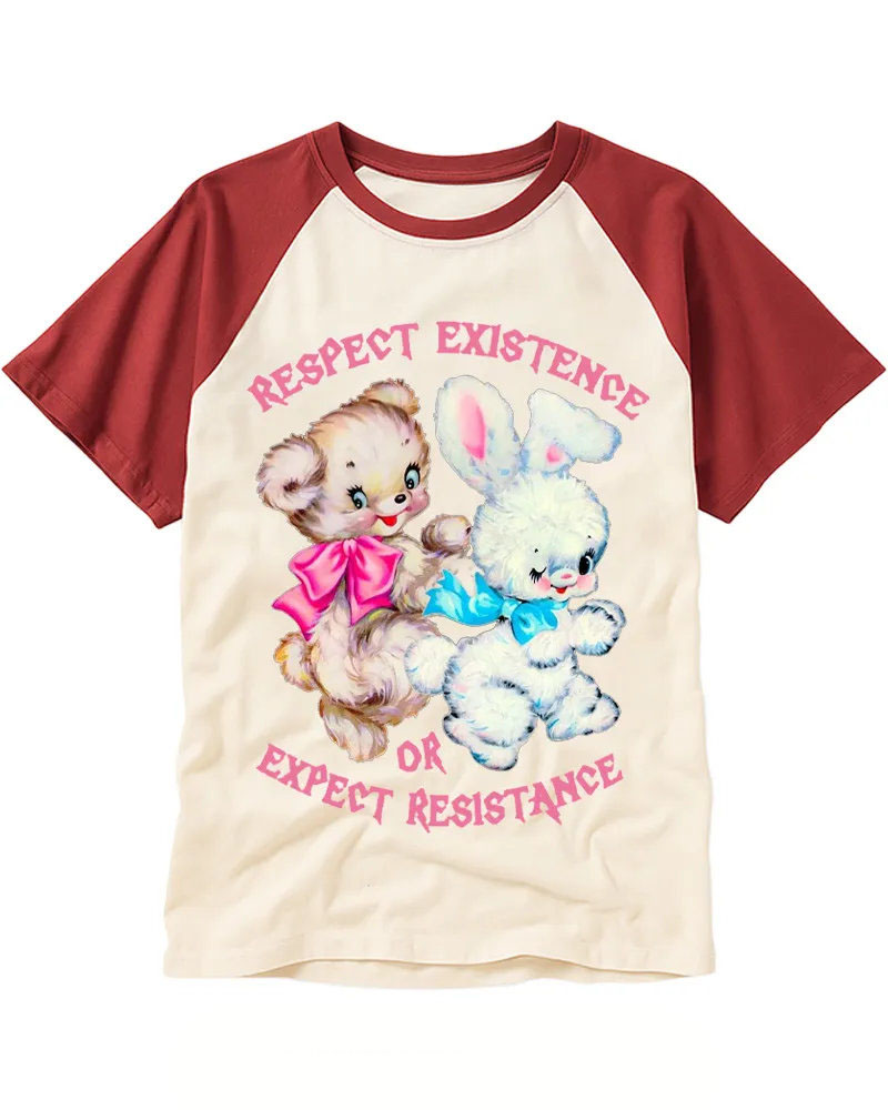 Vintage Fluffy Animal Graphic Raglan Tee