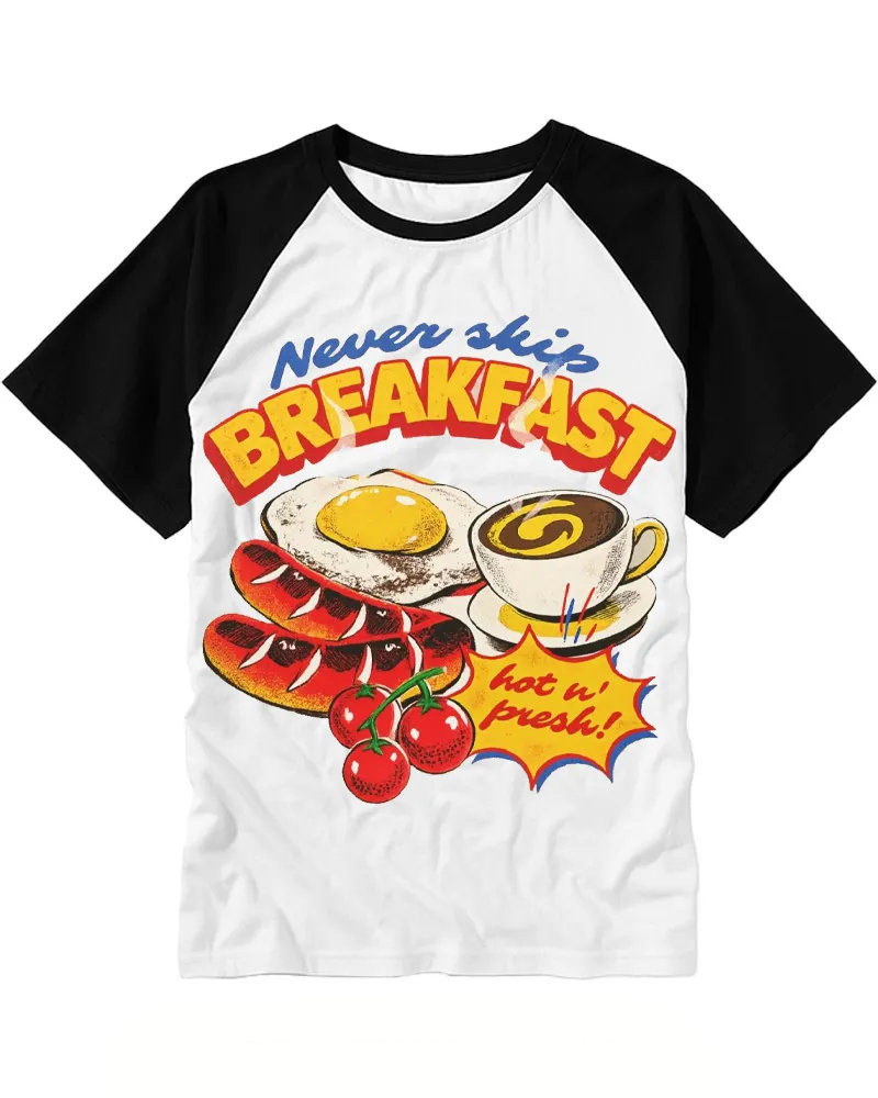 Retro Breakfast Food Raglan Tee