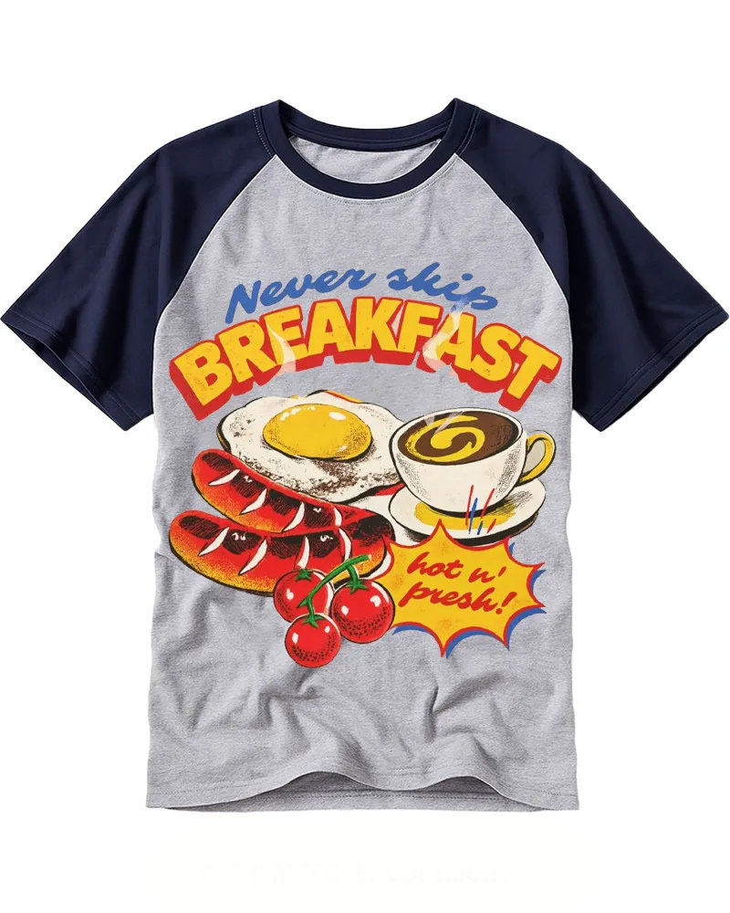 Retro Breakfast Food Raglan Tee