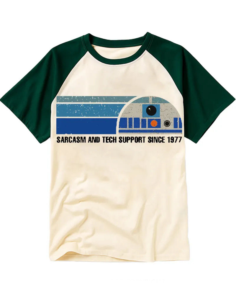 Vintage Distressed Droid Silhouette Cotton Raglan Shirt