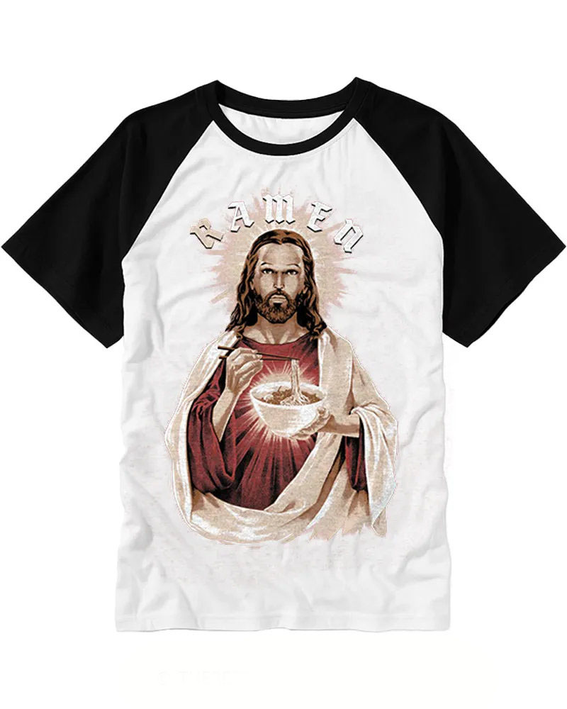 Vintage Sacred Food Humor Graphic Raglan Tee