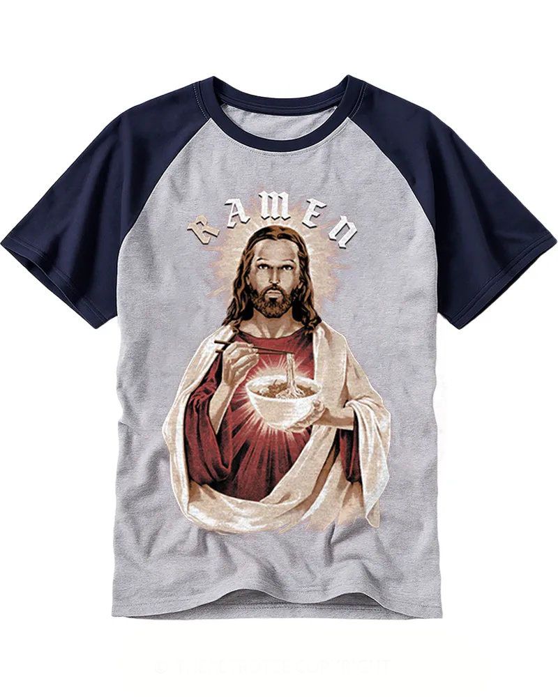 Vintage Sacred Food Humor Graphic Raglan Tee