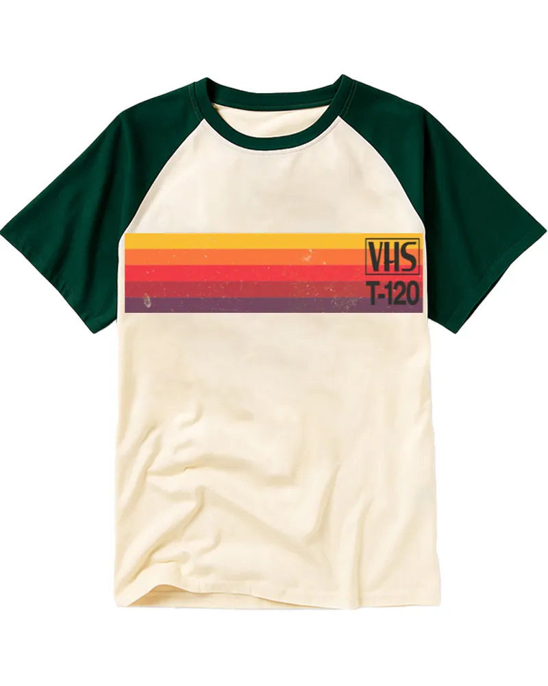 Vintage Sunset Gradient Retro Cotton Raglan Shirt
