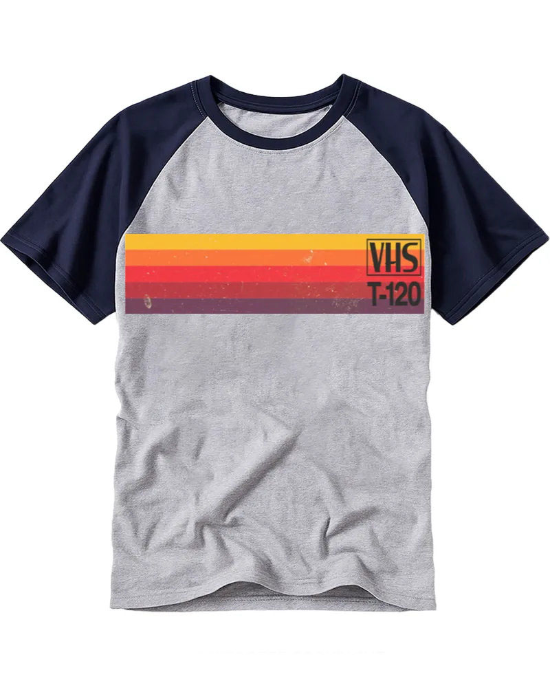 Vintage Sunset Gradient Retro Cotton Raglan Shirt