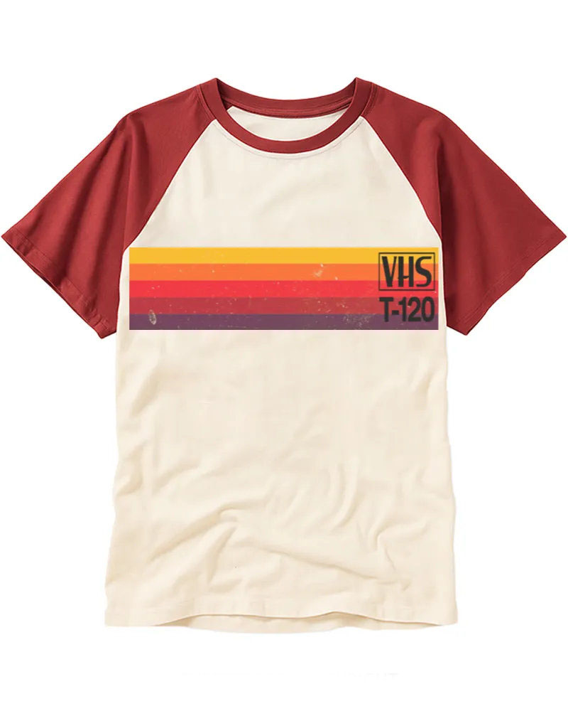 Vintage Sunset Gradient Retro Cotton Raglan Shirt