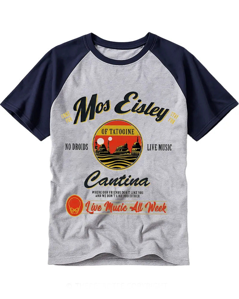 Vintage Desert Alien Bar Retro Logo Raglan Tee