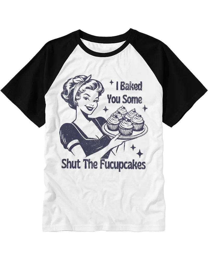 Vintage Sassy Baking Lady Graphic Raglan Tee