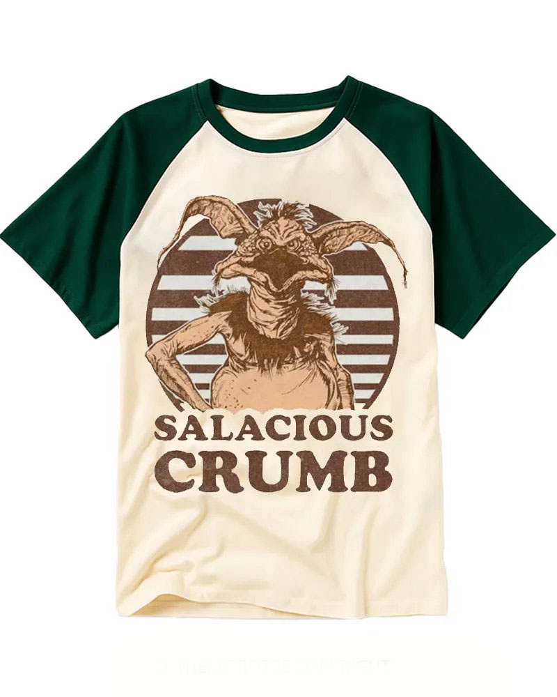 Retro Striped Alien Creature Raglan Tee