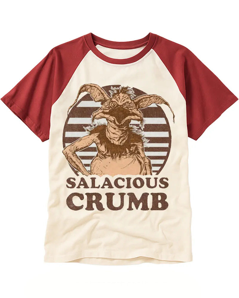 Retro Striped Alien Creature Raglan Tee