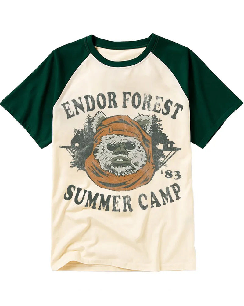Vintage Retro Forest Creature Cotton Raglan T-Shirt