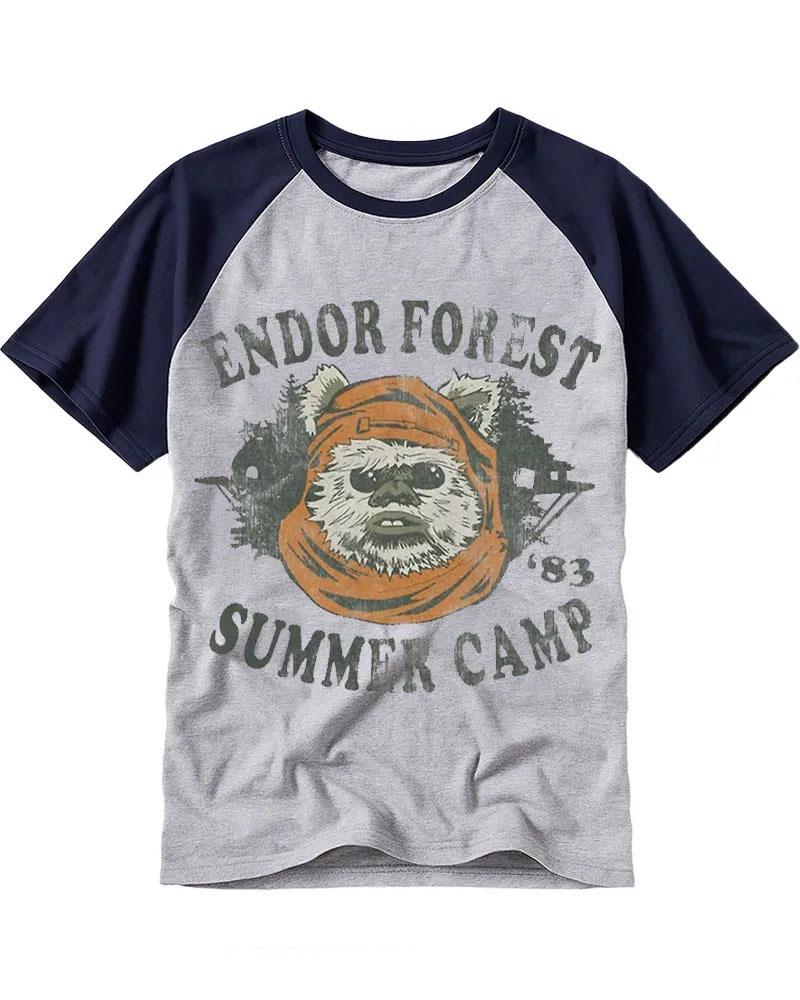 Vintage Retro Forest Creature Cotton Raglan T-Shirt