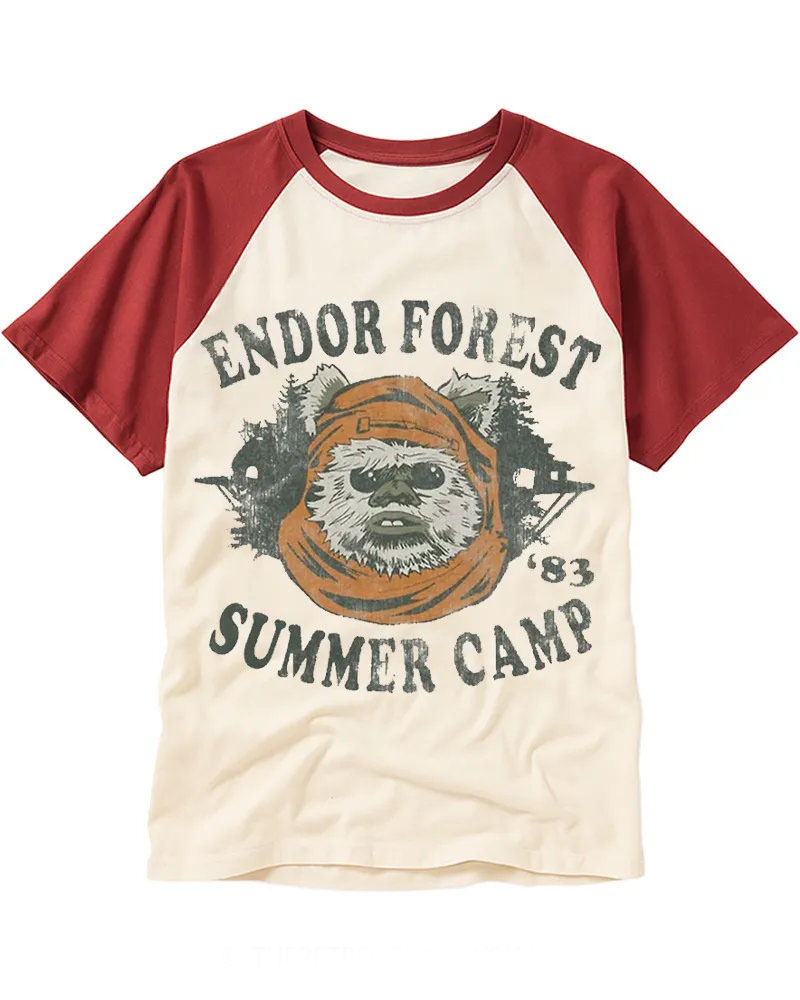Vintage Retro Forest Creature Cotton Raglan T-Shirt