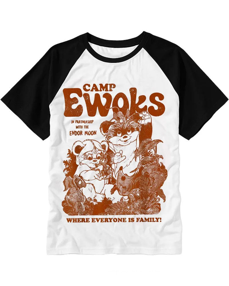 Vintage Cute Forest Creatures Cotton Raglan T-Shirt