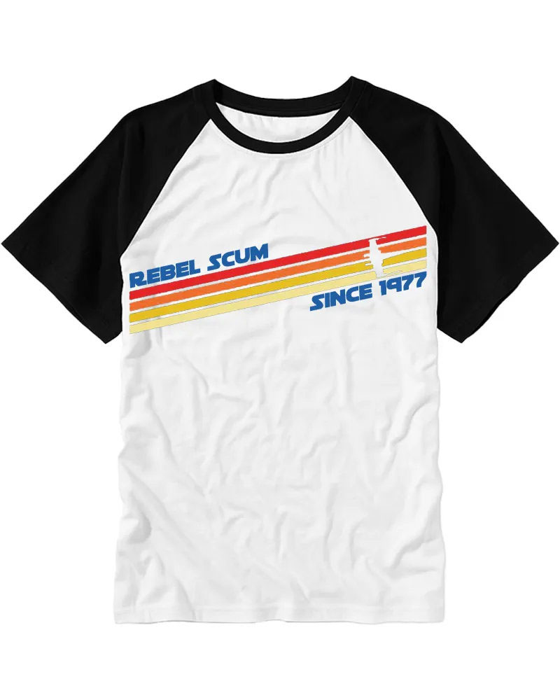 Vintage Sci-Fi Sunset Stripes Cotton Raglan T-Shirt