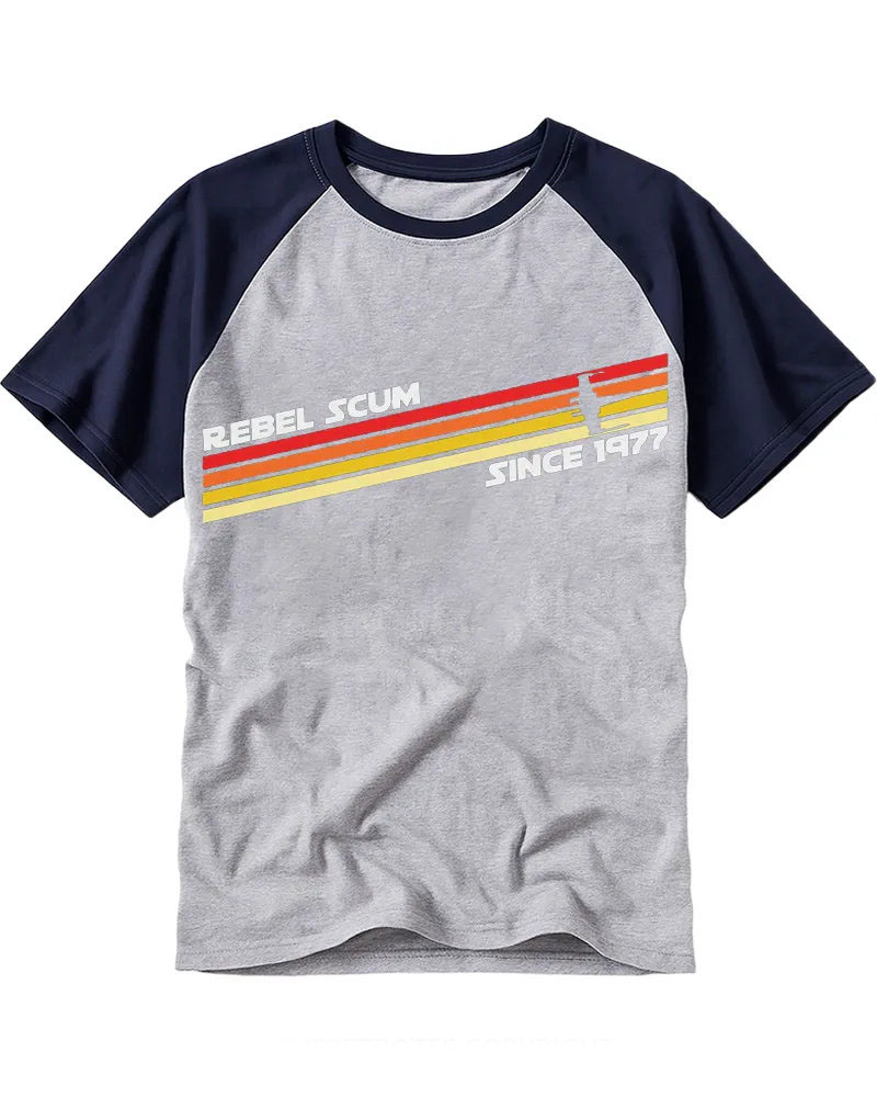 Vintage Sci-Fi Sunset Stripes Cotton Raglan T-Shirt