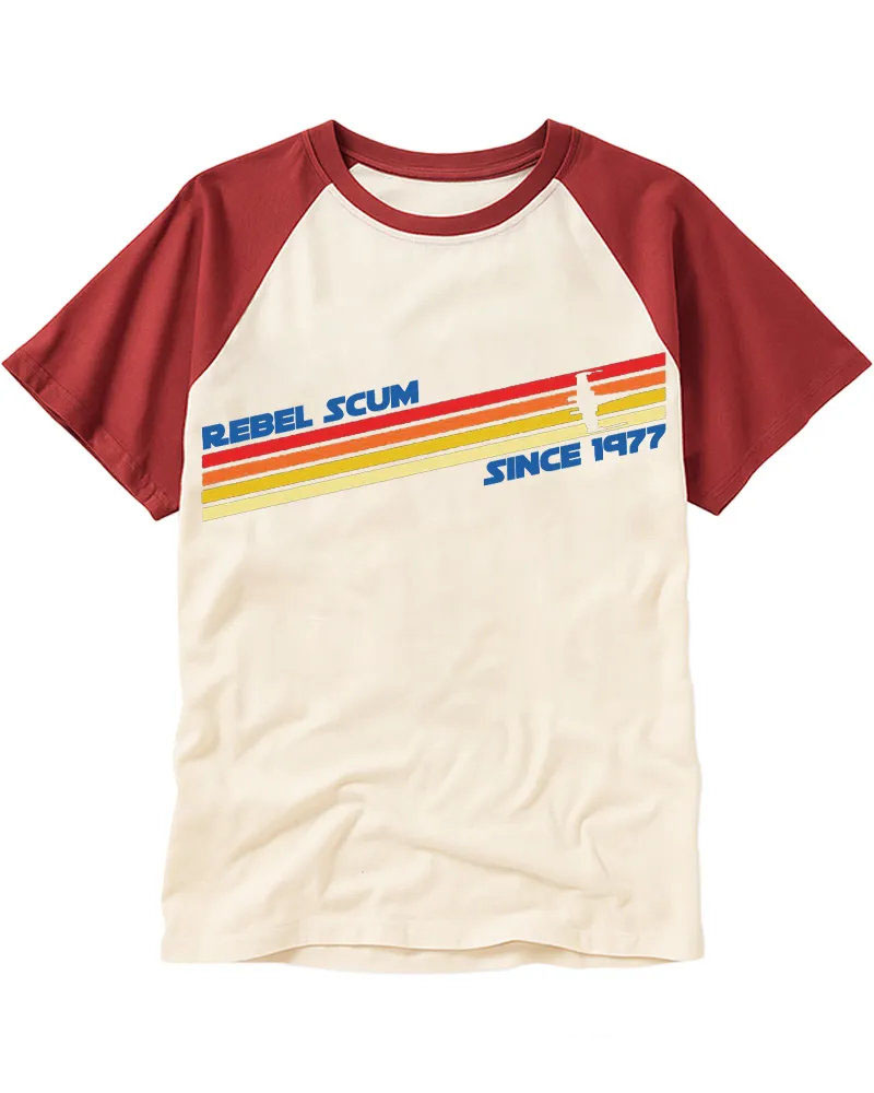 Vintage Sci-Fi Sunset Stripes Cotton Raglan T-Shirt