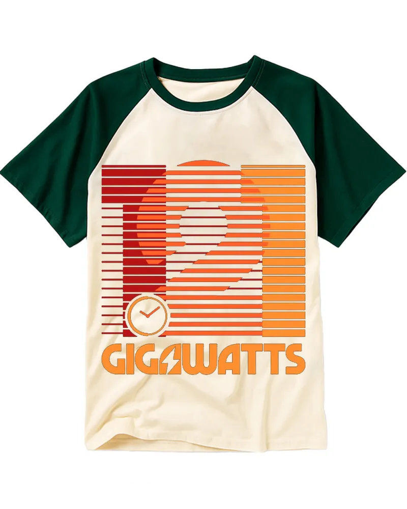 Orange Red Gradient Number Graphic Cotton Baseball Tee