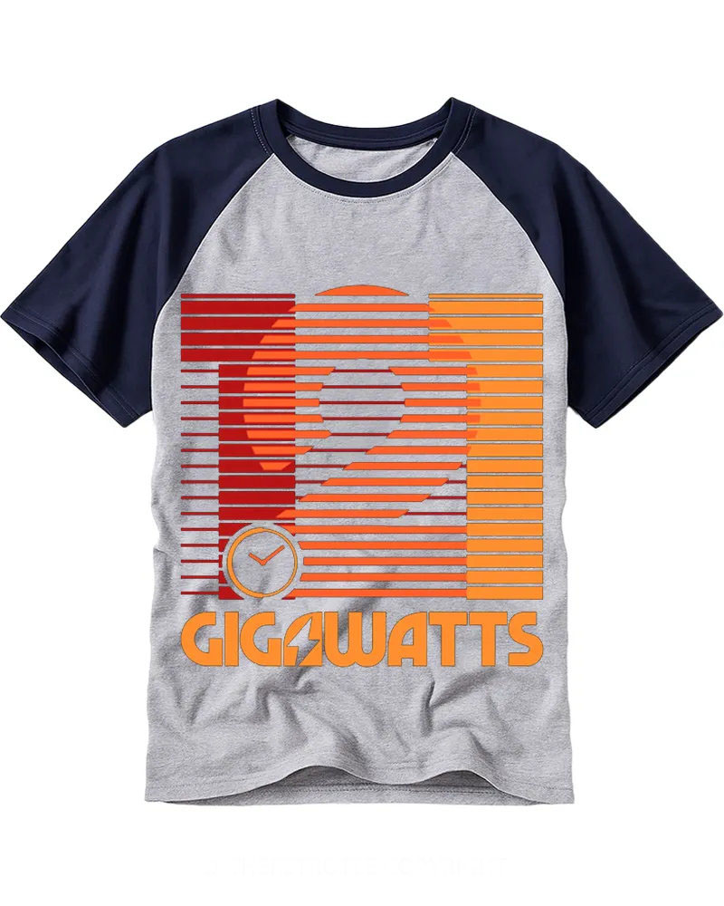 Orange Red Gradient Number Graphic Cotton Baseball Tee