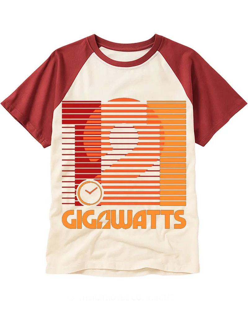 Orange Red Gradient Number Graphic Cotton Baseball Tee