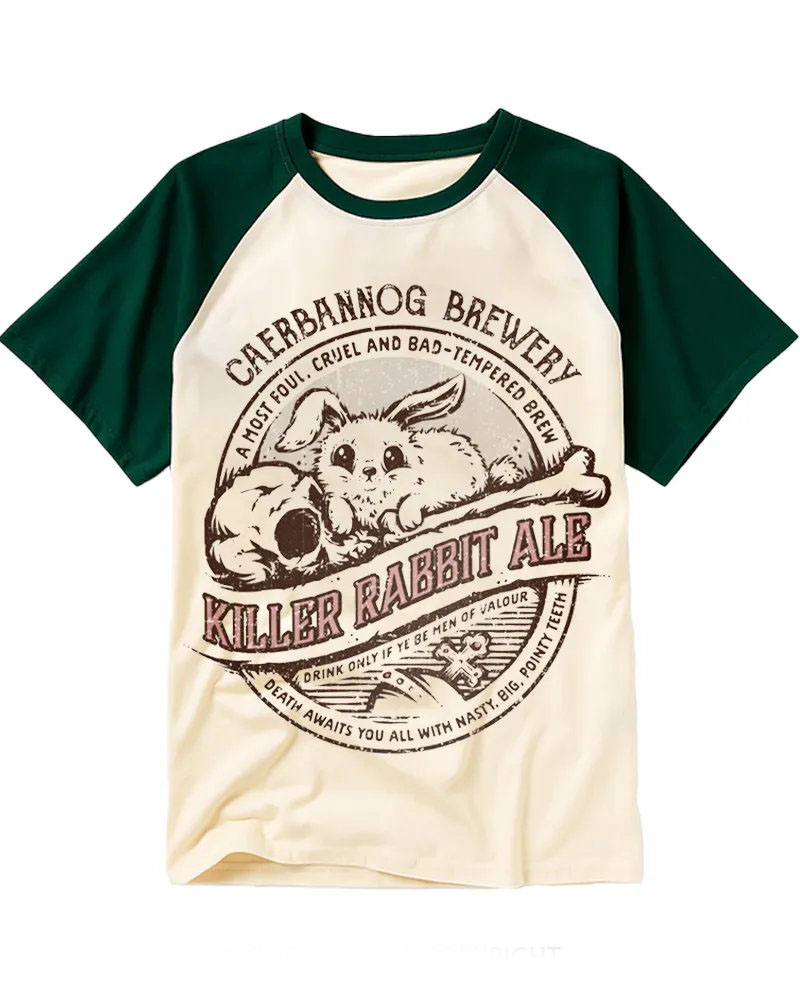 Retro Killer Rabbit Ale Raglan Tee