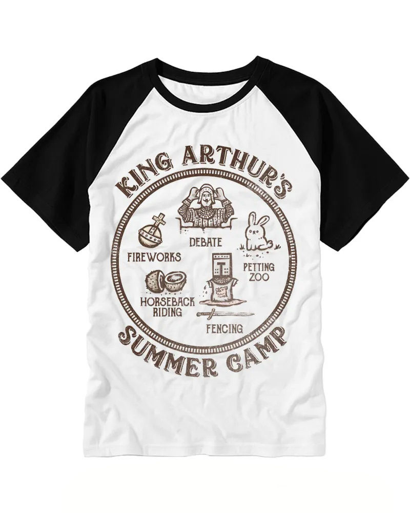 Medieval Knight Summer Camp Print Raglan Tee
