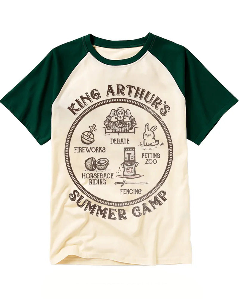 Medieval Knight Summer Camp Print Raglan Tee