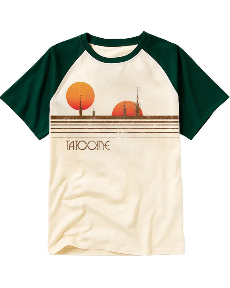 Vintage Distressed Space Town Cotton Raglan Shirt