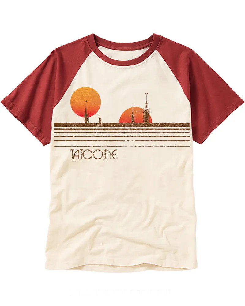 Vintage Distressed Space Town Cotton Raglan Shirt
