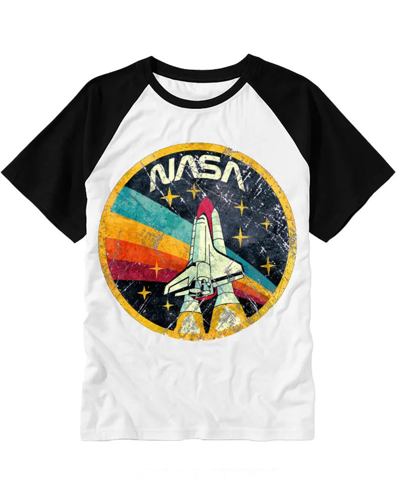 Retro Distressed NASA Space Logo Cotton Baseball Tee