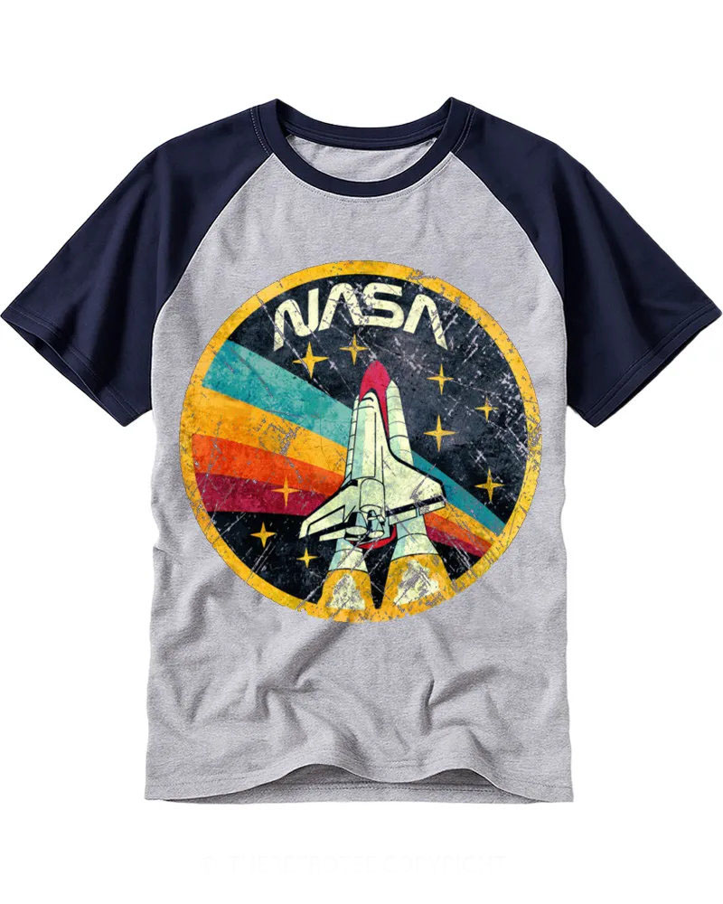 Retro Distressed NASA Space Logo Cotton Baseball Tee