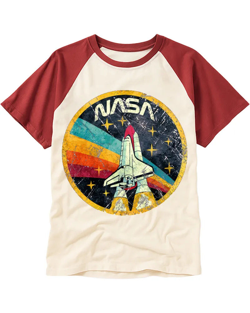 Retro Distressed NASA Space Logo Cotton Baseball Tee