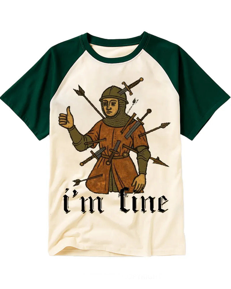 Retro Knight Full of Arrows Funny Cotton Baseball Tee
