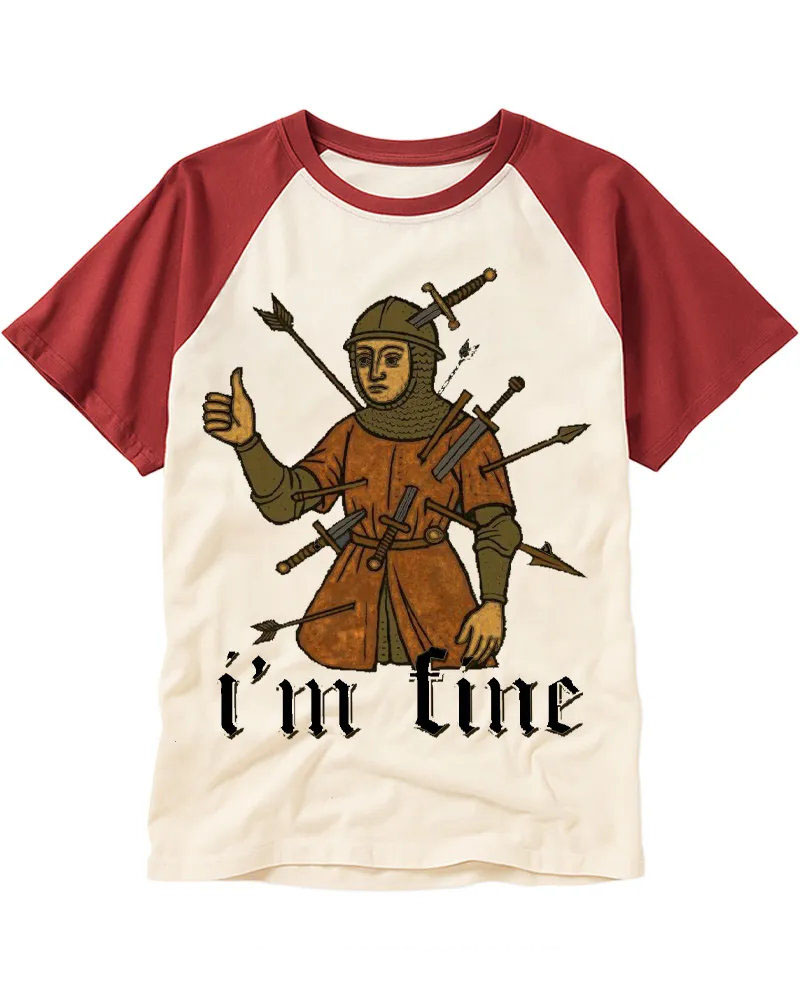 Retro Knight Full of Arrows Funny Cotton Baseball Tee