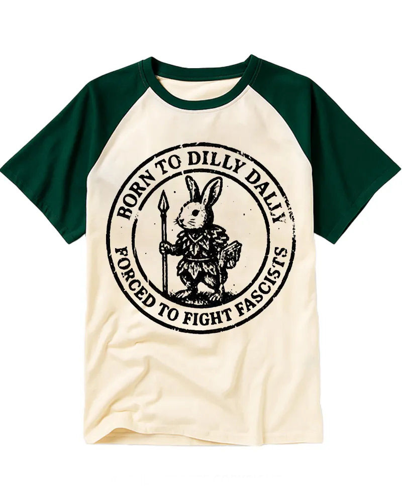 Vintage Funny Activist Rabbit Graphic Cotton Baseball T-Shirt
