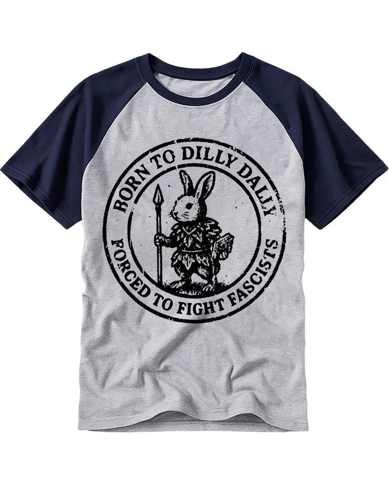 Vintage Funny Activist Rabbit Graphic Cotton Baseball T-Shirt