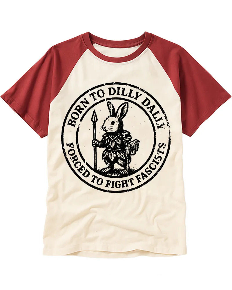 Vintage Funny Activist Rabbit Graphic Cotton Baseball T-Shirt