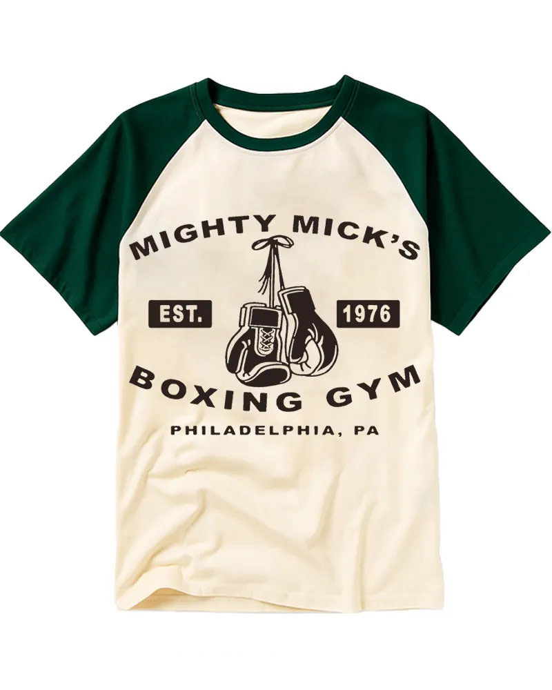 Retro Boxing Gloves Gym Raglan Tee