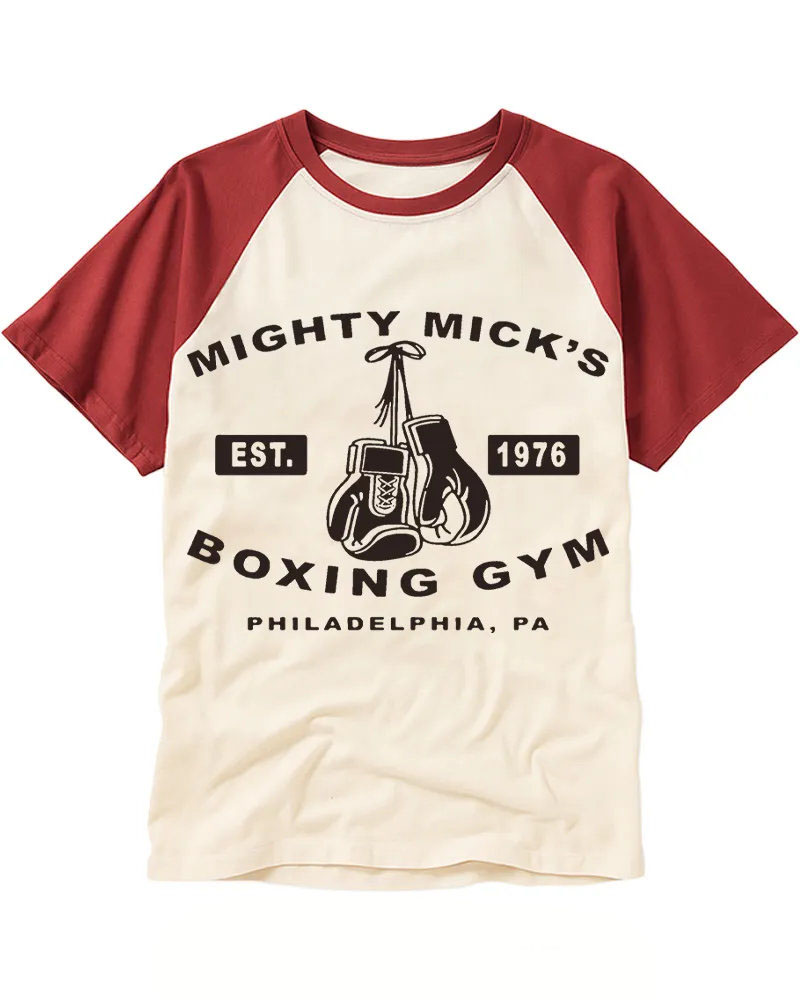 Retro Boxing Gloves Gym Raglan Tee